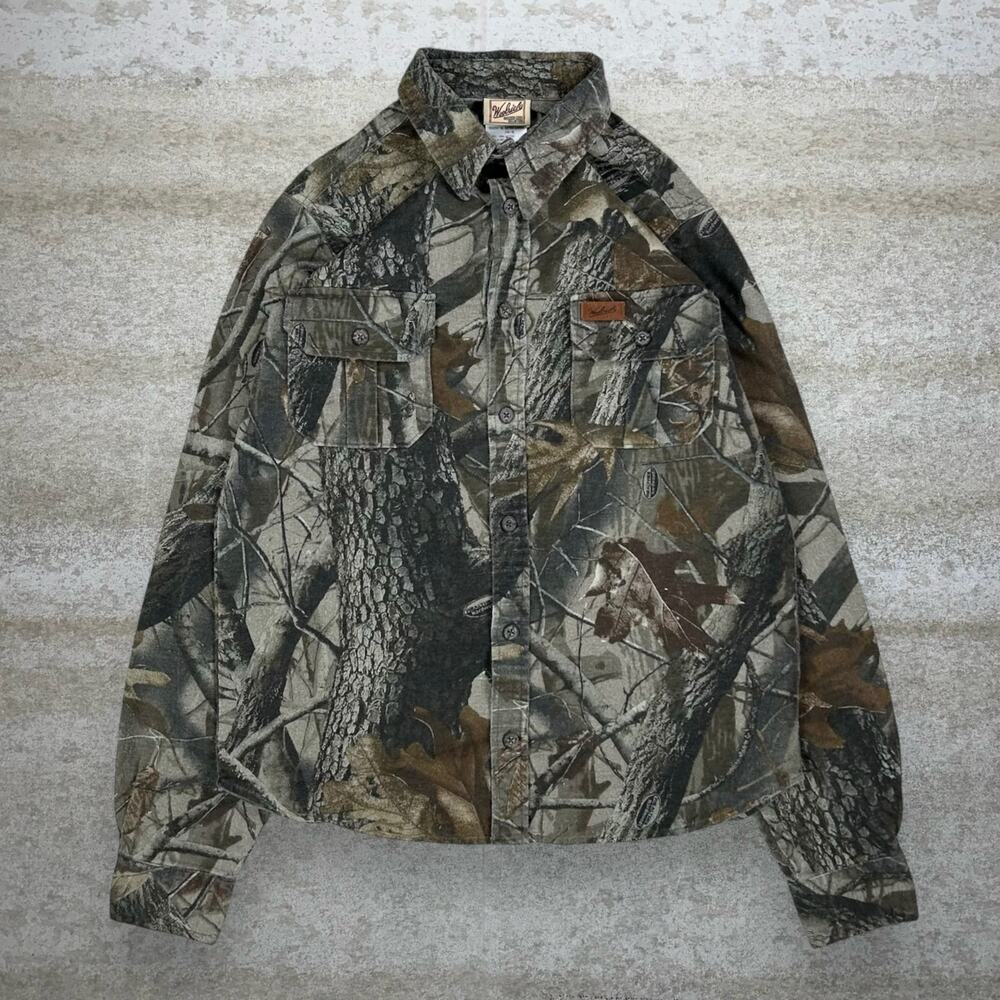 Vintage 90s Woolrich Realtree Button Up Shirt Youth XL Hunting Camo Long Sleeve